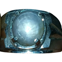 Cincin Batu White Safir Star Asli Natural Ring Monel Kualitas Super Harga Murah