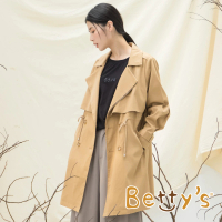 【betty’s 貝蒂思】雙盤釦長版大衣外套(卡其)