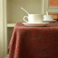 宜家►日式紅色棉麻餐桌布 (100*160cm) 長方形棉麻日系餐桌巾