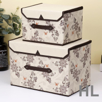 HL家用布藝可折疊收納盒衣服整理收納箱多功能儲物箱帶蓋收納盒子