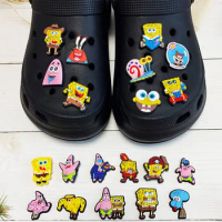 MINISO 20PCS SpongeBob SquarePants Cartoon Shoe Charms DIY Shoe Decoration PVC For Clog Garden Sanda