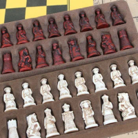Antique Chess Pieces PVC Chessboard Qing Pawn Chessman Figurines Lifelike Chess Pieces Characters Child Gifts Chess Board Game