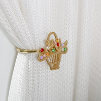Living room brass crown curtain hook Wall decoration Door curtain decorative hook Vintage strap European style wall hook