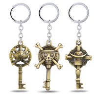 Anime One Piece Straw Hat Pirates Logo Keychain Thousand Sunny Luffy Zoro Ace Nami Sanji Key Rings Pendant Car Key Holder Figure