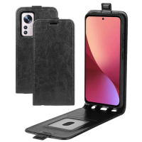 Mi12Pro Case for Xiaomi 12 Pro (6.73in) Cover Down Open Style Flip Leather Thick Solid Card Slot Black Xiao Mi 12Pro Xiaomi12+