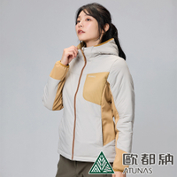 【ATUNAS 歐都納】女款MORE MORE HOT石墨烯纖維保暖連帽外套A1GA2320W沙色/彈性透氣/抑菌抗臭/防潑水/抗靜電/日常休閒/出國旅遊穿搭