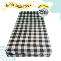 Sarung Kasur Busa Resleting 90x200x15 120x200x15 Motif Karakter Aesthetic Single Uk No.4 Gingham Abu