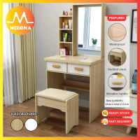 MIZONA Dressing Table Vanity Makeup Table Set With 360 degree Mirror And Soft Padded Stool For Bedro
