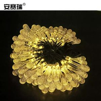 安賽瑞 太陽能燈串  防水八種led燈 水滴 7M 50燈 暖白 766052
