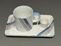 日本回流京燒清水燒全手工手繪交趾釉青瓷咖啡杯糕點盤奶茶杯托。