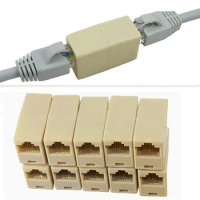 10Pcs Network Ethernet Dual Straight Head Lan Cable Joiner Coupler RJ45 CAT 5 5E 6 6a Extender Plug Network Cable Connector