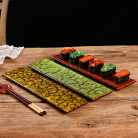 創意日式陶瓷窯變長條平板盤托盤壽司盤點心蛋糕盤餐廳擺臺刺身盤