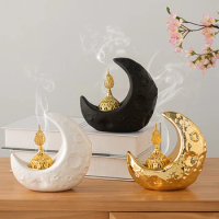 Moon Incense Burner Middle East Ramadan Ceramic Incense Holder Desk Ornament Aromatherapy Home Decor Gift