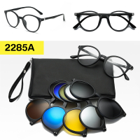 ชุดแว่นกันแดดโพลาไรซ์แบบใหม่สำหรับผู้ชายและผู้หญิง TR กรอบแว่นสายตาสั้นห้าชิ้นชุดแว่นตากันแดดสลับแม่เหล็ก hot