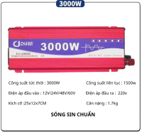 Bộ chuyển dổi nguồn 12v 24v lên 220v 3000W sóng sin chuẩn hãng CHANGI