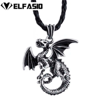 Men's Boy's Ancient Flying Dragon Silver Pewter Pendant Free Necklace Jewelry LP253