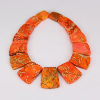 Orange Sea Sediment Stone Graduated Flat Square Beads Gem Pendants,Emperor Slabs Making Necklace Findings 17-35x25-28mm