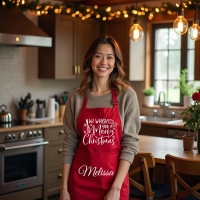 {MIMI}   Custom Name Christmas Apron Holiday Baking Winter Holiday Gifts for Cooking Enthusiasts Chr
