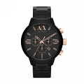 A|X Armani Exchange AX1350 黑色旋風三眼計時運動腕錶 49mm 不鏽鋼黑金