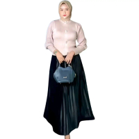 Rok Jumbo Xxl plisket Velvet Bludru / Rok plisket Velvet Panjang Mayung Jumbo