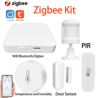 Tuya Zigbee 3.0 Gateway Bridge Hub Zigbee Temperature and Humidity Door and PIR Sensor Smart Home Safety Guard Smart Life APP
