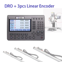 SINO 3 Axis LCD Digital Readout Kit with 3pcs High Precision Linear Scale Grating Glass Encoder Ruler Milling Lathe Tool SDS200