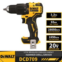 DCD709 1/2in Brushless Cordless Compact Hammer Impact Drill Driver Electric Screwdriver 20V Lithium Power Tools 1650RPM