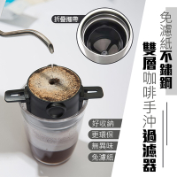 【EDISH】折疊免濾紙不鏽鋼咖啡手沖過濾器