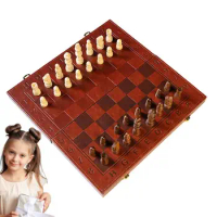 Wood Chess Board Set Travel Chess Game Wooden Folding Board Portable Chess Sets For School Camping Indoor Or Outdoor Fun Kids