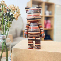 Bring a Playful Touch to Your Display with NY@BRICK x Karimoku Horizon 400% Wood Grain Cat Bearbrick 28cm bookcase ornament doll