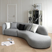 Nordic minimalist curved corner lamb wool fabric sofa
