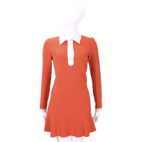 SEE BY CHLOE 橘紅x白色拼接設計長袖洋裝