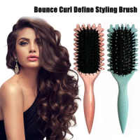 Bounce Curl Define Styling Brush Boar Bristle Detangling Hair Brush Tangled Hair Comb Shaping Defining Curls Barber Styling Tool