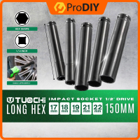 TUOCHI 150MM Long Hex Impact Socket 1/2\ Drive ( 17 - 22MM ) Chrome Canadium Steel Deep Impact Socke
