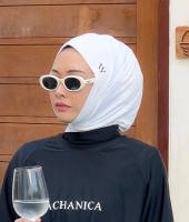 SPORT HIJAB สีขาว ทรงสวยมาก ใส่ว่ายน้ำ ออกกำลังกาย ทำงาน ไปเที่ยว ไม่ร้อน หูไม่อื้อ แห้งง่าย
