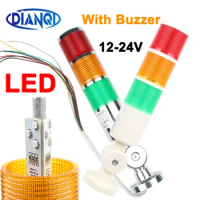 Industrial Signal Alarm lamp warning Tower stack light For CNC machine 12-24V 110-220V with buzzer Flash Caution LED 3 layer RGY