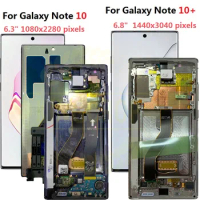 For Samsung Galaxy Note 10 Lcd N970F N9700 Frame Display Touch Screen Digitizer For Samsung note10+ Note 10 Plus 5G N975 n976b