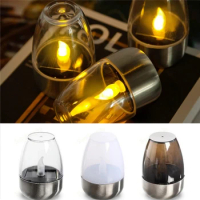 Solar Tea Light Mini Waterproof Flameless LED Electronic Stainless Steel Candles Outdoor Lawn Garden Home Room Night Lamp