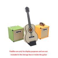 1 Set gitar Mini gitar pilih kotak penyimpanan 1/12 Dollhouse miniatur prop untuk adegan muzik Doll