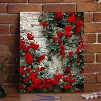 diy數字油畫花卉風景手繪植物填色畫客廳臥室裝飾油彩畫 玫瑰花牆