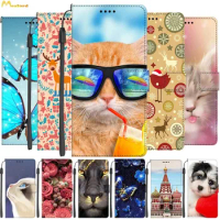 Leather Cases For Samsung S20 FE Luxury Wallet Book Flip Cover For Samsung Galaxy S20 Ultra Case S 20 Plus Cute Cats Print Etui