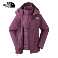 【The North Face 官方旗艦】北面女款紫色DryVent防水透氣鋪棉內裡三合一外套｜5B1X1NI