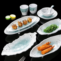 密胺仿瓷橢圓形盤子長條盤魚盤創意異形盤子商用餐廳飯店特色餐具