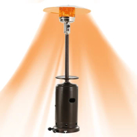 Outdoor 48000BTU Patio Heater Standing 87" Propane Gas Garden Heater With Adjustable Table And Moving Wheels Bronze Finish
