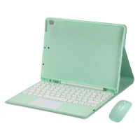 Protective Case for iPad Air 4 10.9 Inch 2020 Tablet with Mouse Removable Wireless Bluetooth Keyboard Case Green