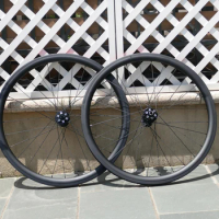 Full Carbon Road Bike Clincher Wheelset 38mm for Disc Brake Cyclocross Bicycle Wheel Thru Axle Front 100*12mm &amp; Rear 142*12mm