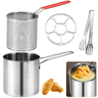 Deep Frying Pot Stainless Steel Deep Fryer with Strainer Basket for Kitchen Dining Room Camping Picnic Fried Chicken Food Pan