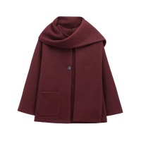 Namirazka - Winter Wool Shawl Coat Maroon Beige Black Mantel Wol Jaket Outer Pakaian Musim Dingin Me