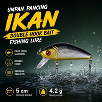 TaffSPORT Umpan Pancing Ikan Double Hook Bait Fishing Lure 5cm 4.2g - LD07 Gray