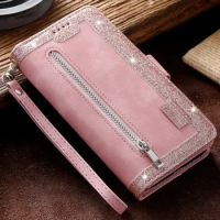 For Samsung Z Fold 5 4 3 5G Zipper Wallet Leather Case For Samsung Galaxy Z Fold5 Flip Case for Galaxy Z Fold3 Fold 4 5 Cover